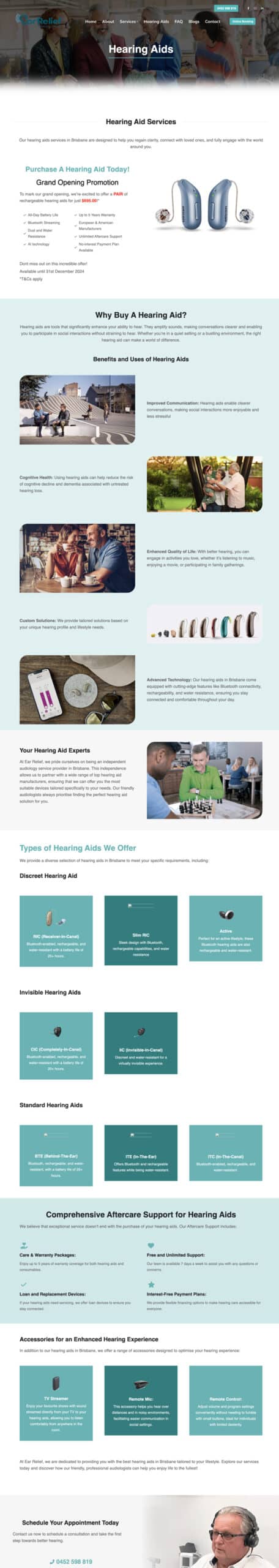 Explore our comprehensive web page on hearing aids, highlighting their benefits and diverse types. Discover stories of ear relief with before/after images and access invaluable resources. Schedule your consultation today for tailored services and see how hearing aids can transform lives.