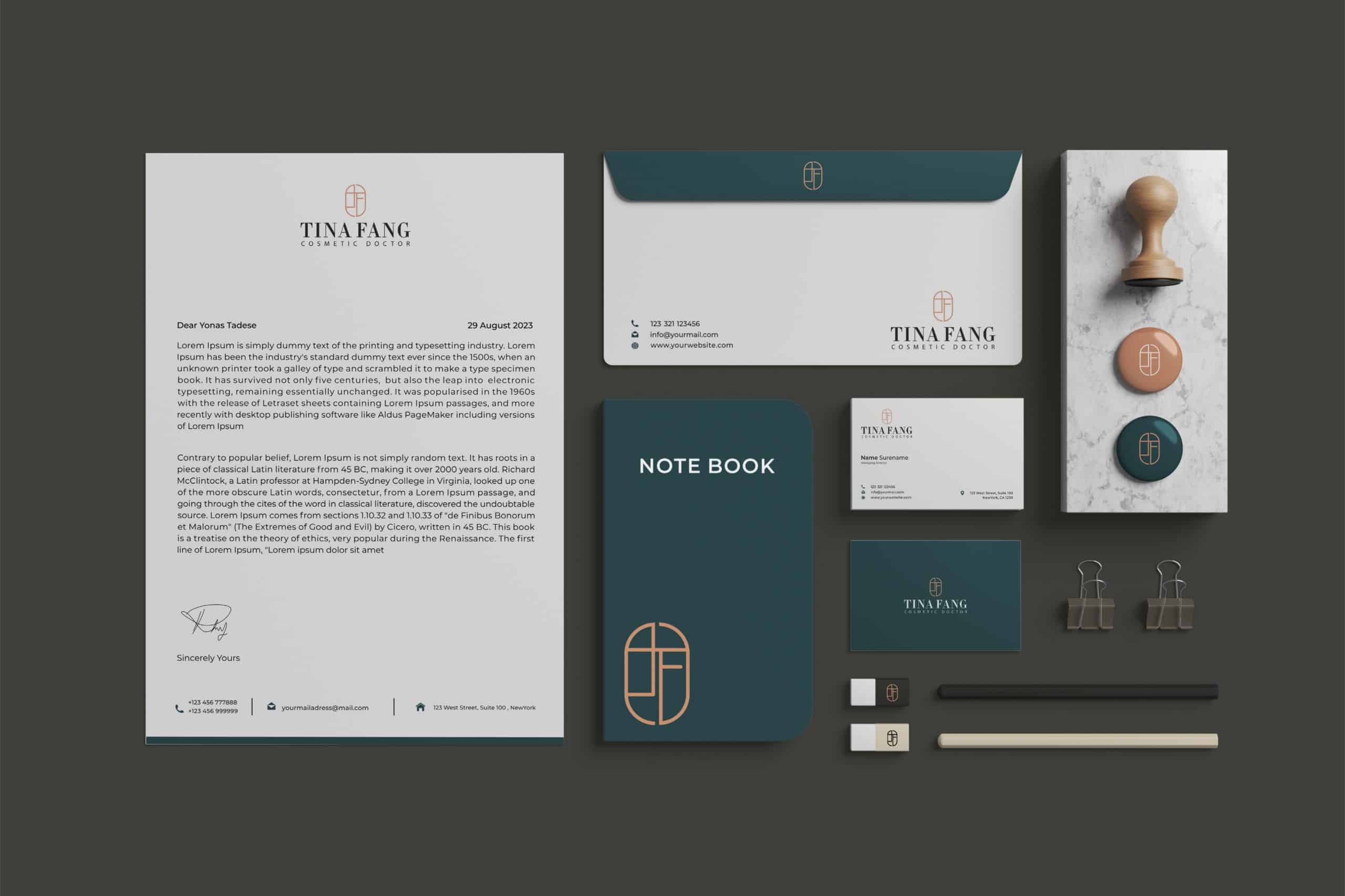A home office mock up of a business stationery set.