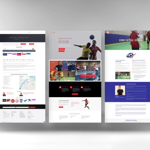 A website design for a central soccer team in Brisbane.