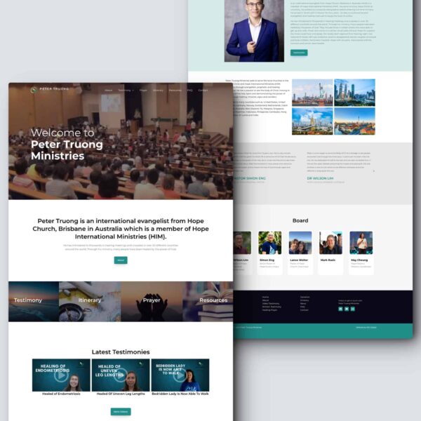 The homepage of a website for Peter Truong's Ministries conference.