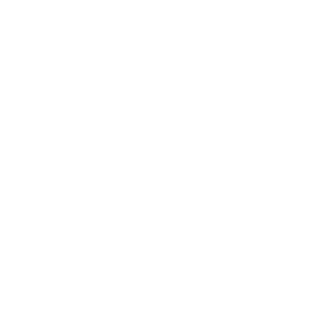 A white logo with a green background.